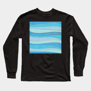 Waves Pattern - Golden Glitter Long Sleeve T-Shirt